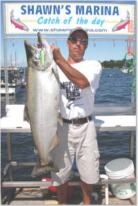 Captain Bill Ruth has been fishing the waters of Lake Ontario for over 25 years and has built his reputation by constantly innovating. If learning how to catch more and bigger fish is what you're interested in, the Billy V is your boat. We specialize in putting you over trophy-sized Brown Trout, Rainbow Trout, Lake Trout, Coho Salmon, Atlantic Salmon, and our favorite, the mighty Chinook Salmon