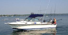 Troll the deep and clear water of Canandaigua Lake for Rainbow, Brown and Lake Trout using downriggers and Seth Green rigs with Miss-n-Fishin Charters