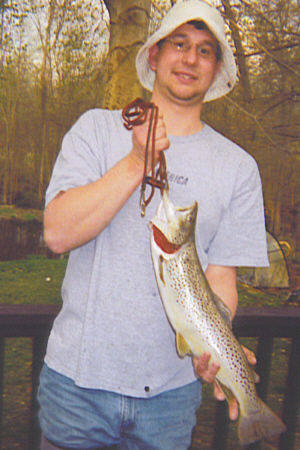The date was  April 27, 2005 when Ed Fowler was fishing on Fishkill Creek in Dutchess County, NY. Ed was using a Rooster Tail, on 4lb test line.when this beautiful 22 inch brown trout decided to make a snack out of it.