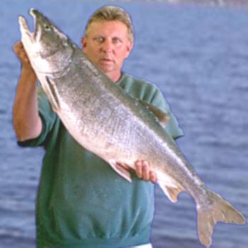 Ken Kaz is holding a very large Lake Erie lake trout that was 40 inches long and weighed an amazing 29 pounds.