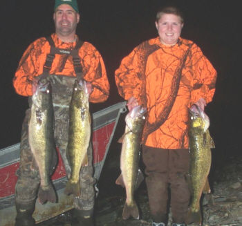 4 walleyes that weighed in at an 14 pounds, 11.5 pounds, 10.5 pounds, and 8.5 pounds