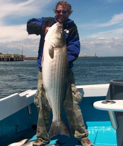 Mike Anderson of Breckenridge, Colorado caught this amazing striped bass that weighed in at 48 pounds and was 51 inches long