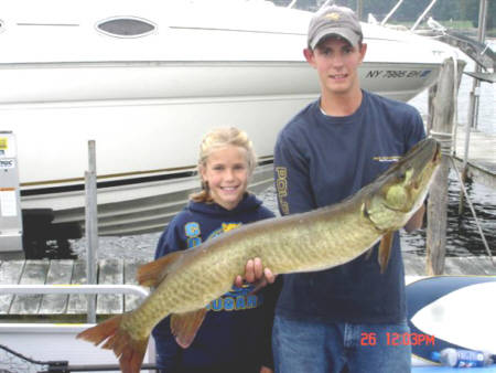 Pictured here is Michelle and Nick Woychak with a awesome Chautauqua Lake Muskellunge
