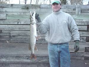 Jeff Lankford with a  9 pound  Northern Pike he caught from Lake Champlain.