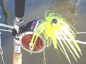 a parachute jig used for striped bass fishing
