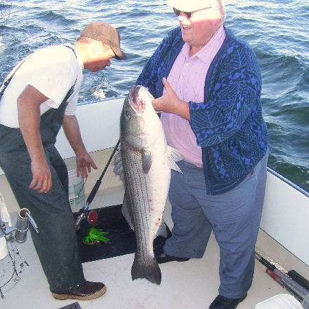 Charles Cleary of Elmira, NY with a 30 pound striped bass