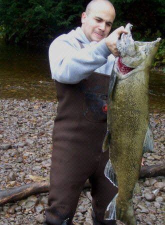 Ray Mald from Utica, NY with a big king salmon that measured in at 38 inches and weighed in at 26.5 lbs