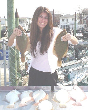 Rene Russo was fishing with her father in Jamaica Bay. They ended up with a fine catch of flounder up to 2 1/4 lbs. The baits of choice this day were sandworms and mussels