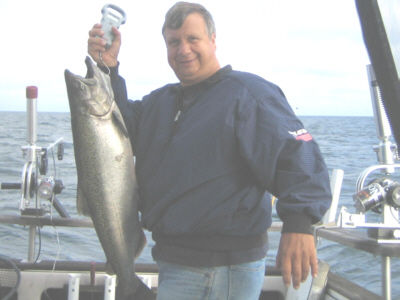 Richard Hapke from Deerfield, New Hampshire caught this fine 16 pound King Salmon fishing out of Port Bay on a friends boat