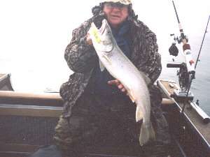James Cleary with a nice   Lake Trout from the Niagara Bar taken on a homemade jig.