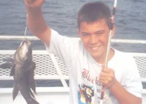 Zach and a  Maryland sea bass